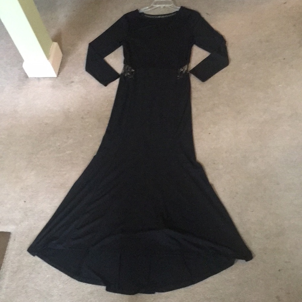 Black Ball Gown with Gold Lace Cutouts Size M